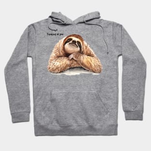 Sloth Thinking Of You Watercolor Hand Drawn Hoodie